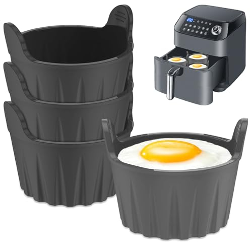 Ledeak 4 Stück Silikonform für Heißluftfritteuse, Klein Antihaft Wiederverwendbar Airfryer Silikonform, Leicht zu Lösen Backformen Silikon Muffinform Luftfritteusen-Eierform Airfryer Zubehör