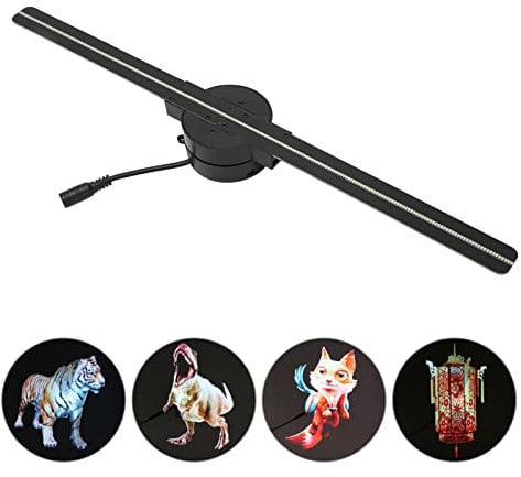 Ventilatore con Ologramma 3D, Proiettore WiFi da 16,5 Pollici 2000x224 con 224 Perline LED, Display Pubblicitario da Tavolo, Controllo App, per Halloween, Negozio Aziendale,