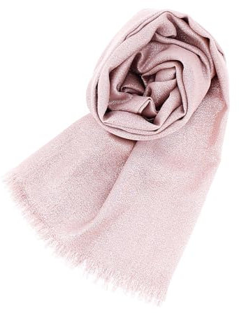Stellazeta Elegante Stola für Damen, Zeremonie mit Lurex, eleganter Damen-Schulterschutz für Kleid, Schal für elegante Kleidung, leichter Damenschal für den Sommer, Hellrosa - Silber, 200 cm x 80 cm