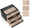 Vlando Jewellery Box with Glass Lid, Plenty Storage Jewellery Organiser with 3 Drawers, Jewelry Storage Case for Necklaces Rings Earrings Bracelets, Watches, Black