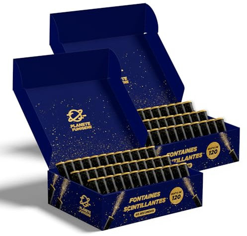 Planete Fumigene Lot de 240 Fontaines à Gateaux Scintillantes durée 60 Secondes pour Gateaux et Bouteilles de Champagne, Bougie lumineuse d'ambiance pour anniversaire 1 Minute - Catégorie F1