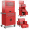 COSTWAY Large Tool Cabinet, Lockable Metal Tool Chest Combo with Detachable Top Cabinet, Wheels, 6 Drawers & Hooks, Heavy-duty Rolling Toolbox Trolley (3-in-1, with Middle Compartment, Red)