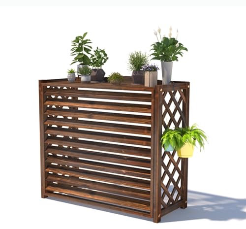 Air Conditioner Cover Decorative Privacy Fence Screen Solid Wood Garden Fence Trellis Outdoor Heat Pump Enclosure Trash Can Flower Rack Utility Box Covers for Outside (Size : 103x44x93cm/40x17x36in)