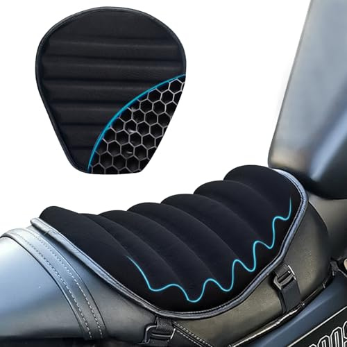 PhyiFlbey Motorcycle Shock Absorber Seat Cushion,Motorbike Seat Cushion Wave Honeycomb Structure, Breathable, High Elasticity,Suitable for Long-Distance Riding Motorcycle Gel Seat Pad