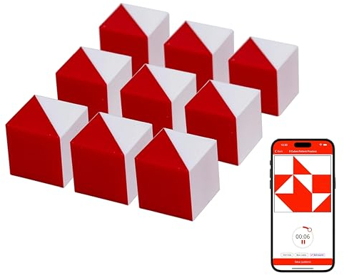 PrfcNL IQ-Testwürfel (Basic Red) - 9 Kohs-Würfel für Block Design Test WPPSI WAIS IV und WISC V Tests