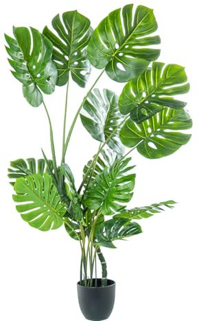 DRW Pianta artificiale monstera in PU in verde 20x20x150 cm
