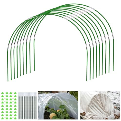 MUXHEL 168PCS Garden Hoops for Netting, Flexible Greenhouse Hoops for Raised Beds, Garden Cloche Hoops for Garden Fabric, Netting Raised Bed, Garden Tunnel Tyres