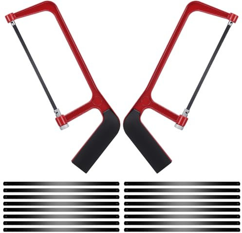 2 Pack Professional Small Hacksaw, Cutting Junior Hack Saw Heavy Duty Mini Hacksaw with 20 Exchangeable Blades for Plastic PVC Pipe Tile and Wood Cutting