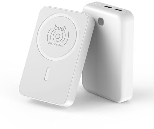 Budi PD 20 W magnetische kabellose Powerbank mit 15 W kabelloser Ladung und Dual-Eingang – mobiles Zubehör Aufladen Kompaktes Gerät Telefonkabel Ladegerät Gadgets USB Smartphone aufladbar
