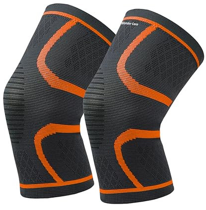 Wonder Care Paquete de 2 rodilleras de compresión para hombres y mujeres, rodilleras para correr, entrenamiento, gimnasio, senderismo, deportes, correr, gimnasio