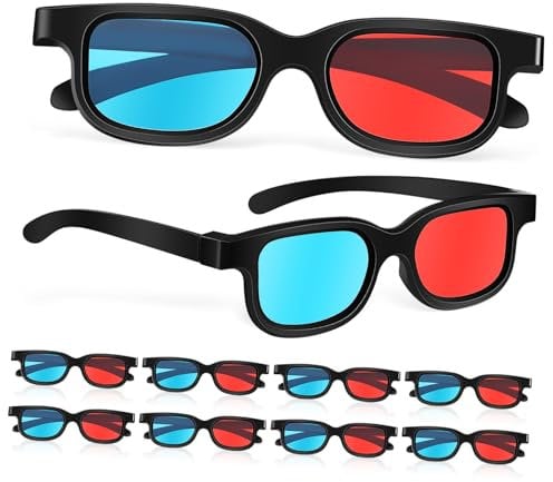 Angoily 3d Glasses Night Es 10 Pcs Red Lens Anaglyph Es Glasses for Boys and Girls Theater Tv
