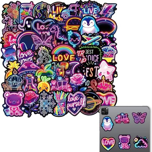 Neon Motivational Stickers 100 Pcs Inspirational Sticker Pack, Cool Graffiti Stickers for Teens Adult, Waterproof Vinyl Stickers for Laptop Phone Journal Water Bottles Diary