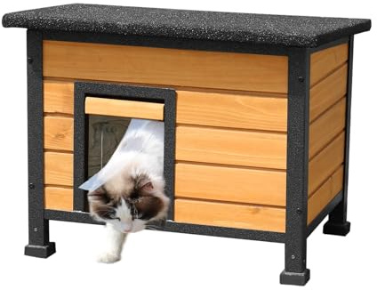 Seiyierr Outdoor-Katzenhaus wetterfest verwildert Haustier Haus Indoor hölzerne Kätzchen Condo für mittlere Hunde