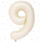 Beige Luftballon 9,Zahlen Luftballon Beige,40 Zoll Weiß Creme Folienballon 9，101cm Sandweiß Zahlenballon 9 Helium Ballon Luftballon 9 Geburtstag für 9 Jahre Geburtstagsdeko Kinder Mädchen Junge