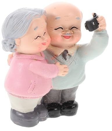 HOLIDYOYO Großelternfigur aus Kunstharz, Oma Opa Figur als Deko für Raum