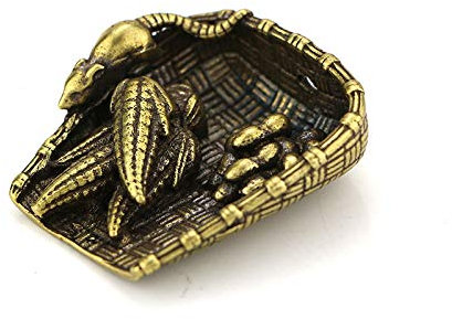 HBZLYS Small Statues Brass Solid Pure Brass Keychain, Mouse Dustpan Pendant, Corn Dustpan Pendant