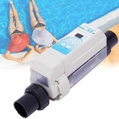 XCSCUK Generador de Cloro, Sal para Piscinas elevadas, clorador salino, con Panel Digital Inteligente y Pantalla de salinidad (40M3/8g/hr)