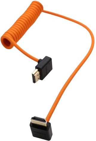 HangTon HDMI 8K 4K ProRes Kabel für Kamera Monitor Gimbal, ATOMOS Ninja V Shinobi, Sony FX30 A7IV, Canon Lumix Nikon, BMPCC6K, FEELWORLD Portkeys SmallHD, Up Down Angled, 50cm Spiral