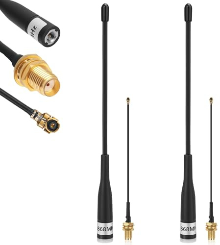 Meshnology 2Pcs 868MHz LoRa Antenna 10dBi Gain for Meshtastic Long Range | Soft Whip Antenna 19cm Omni SMA Male with Cable Extension Cord Black