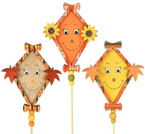 Deko Drachen Herbst Holzstecker Pflanzenstecker Herbstdeko Holz 33,5cm 6St