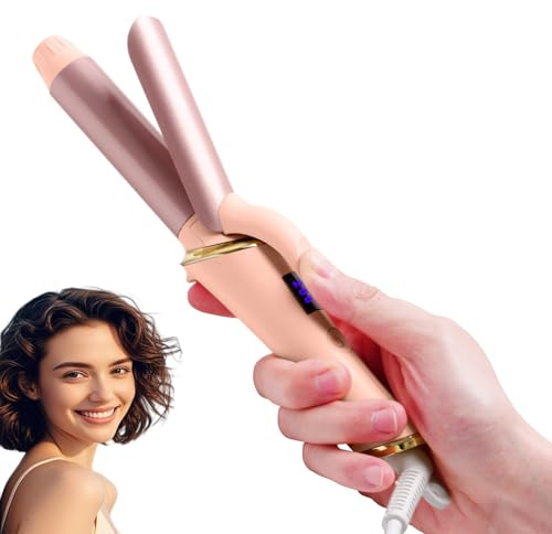 OKWRAP Mini Fer à Boucler 25 mm, Mini Fer à Lisser, Lisseur de Voyage Pour Cheveux Courts avec 5 Température Réglables PTC Chauffage Rapide Céramique Boucleur à cheveux Double Tension