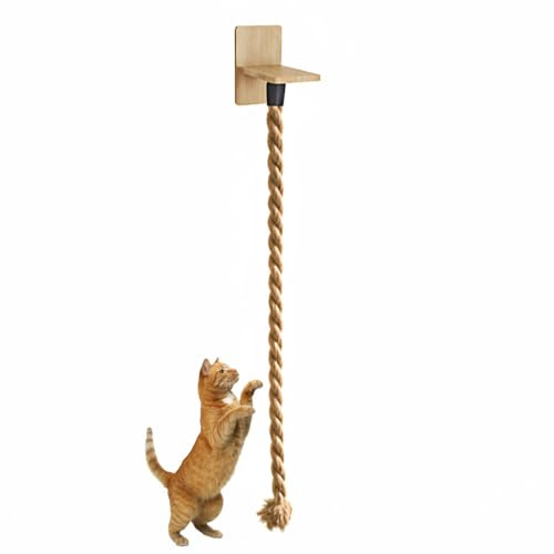 Cat Climbing Rope, 51.2/59 Wall-Mounted Cat Rope Ladder with Mounting Screws for Indoor Outdoor Cats Playing