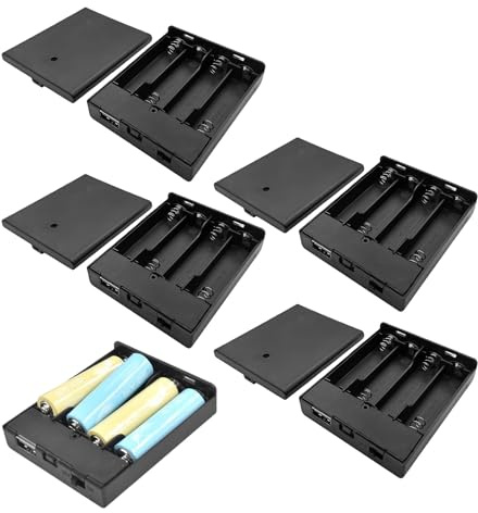 4Pcs AABattery Holder,Battery Pack for 4-6V LED Neon Signs,Black 4AA Portable USB Battery Operated Holder Box,Battery Case Box With Usb Port,Case Neon Lights Sign Power Supply for Indoor Outdoor Use