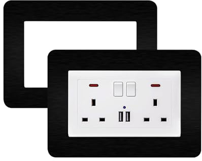 JJWNMLL 2PCS Double Light Switch Sticker Surround-Black 14.6 * 8.6cm | 5.75*3.38 Inch Light Switch Cover Plates Surround Light Switch Cover Protector Wall Socket Stickers for Home Decoration