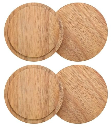 ABOOFAN 4 StüCkholzbecherdeckel 8.5cm Wiederverwendbar Und Praktisch Runde Becherdeckel Aus NatüRlichem Holz Passend FüR HeißGeträNke Leicht Zu Reinigen FüR BüRo Und Zuhause