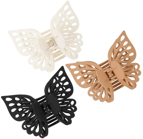 CLISPEED Große Schmetterlings Haarspangen 3 Stück pack Rutschfeste Haarklammern aus Kunststoff für Dickes Haar für Frauen und Mädchen zum Haarstyling und Waschen des Gesichts