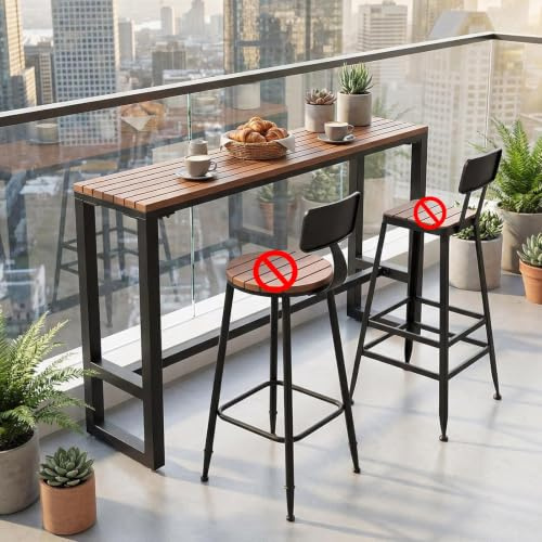 EKDJSN Outdoor Bar Table Tavolo da Giardino Cortile con Piano Impermeabile, Tavolo da Bar Alto con Piedini Regolabili, Adatto per Terrazza, Bordo Piscina, Soggiorno(120cm/47.2in)