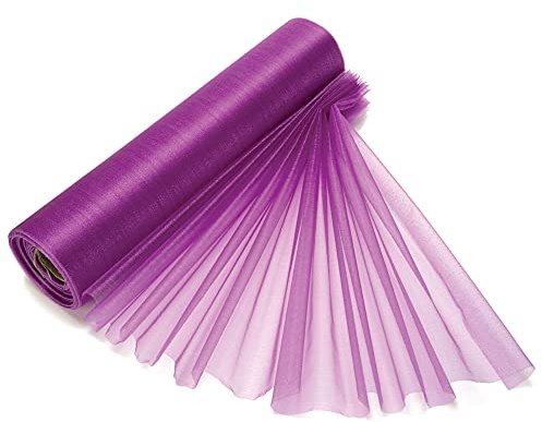 Trimming Shop Organza-Rolle, schneedurchsichtig, 25 m x 29 cm große Organza-Rolle für Stuhlschärpe, Tischläufer, Weihnachtsfeier, Hochzeitsdekoration, Heimwerkerprojekte, Violett