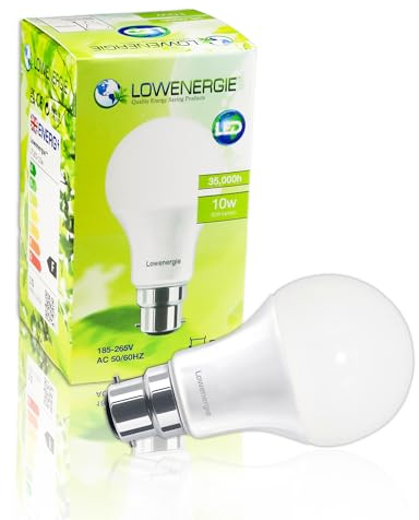 LOWENERGIE LED Light Bulb 10W Bayonet B22 Warm White 3000K A60 GLS Lamp Energy-Saving Replacement for Traditional Bulbs [Energy Class F]