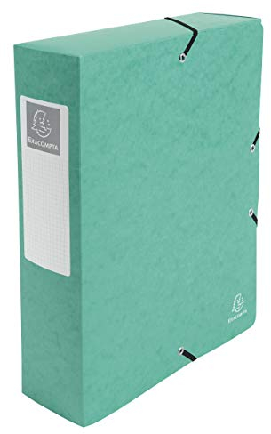 Exacompta - Ref. 50833E - 1 boite de classement avec élastiques Exabox - en carte lustrée 600g/m2 - Dos 8 cm - dimensions 25 x 33 cm - pour documents A4 - couleur vert - livrée montée