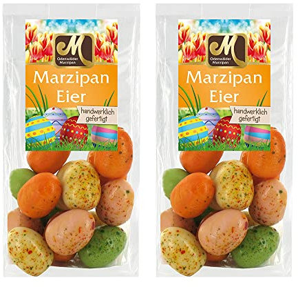Bunte Edelmarzipan-Eier 2er-Set, Ostereier aus Marzipan (2 x 150g)