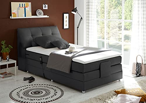 Froschkönig24 Concord 120x200 cm Boxspringbett Bett mit Motor Anthrazit, Ausführung:Variante 3