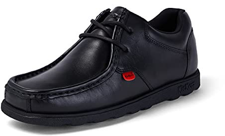 Kickers Men's Fragma Lace Up Moc Toe Comfortable Leather Shoes | Extra Comfortable | Added Durability | Premium Quality, Black, 6 UK
