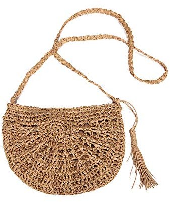 ZoneYan Sac Paille Femme, Kitteny Sac à Bandoulière Tissé Pour Plage d'Été, Voyage et Tous Les Jours
