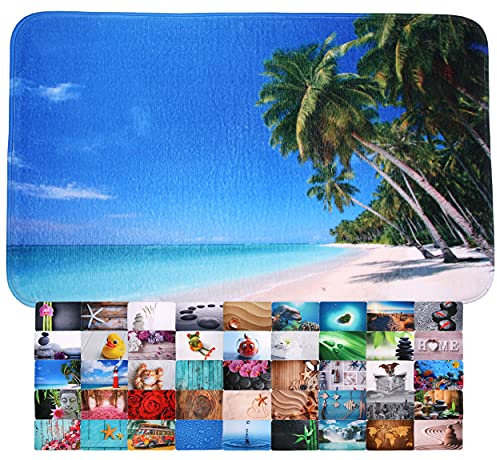 Sanilo Tapis de Salle de Bain, Grande sélection de Beaux Tapis de Douche, Absorbant, Antidérapant, Très Doux, Sèche Rapidement, Lavable (70 x 110 cm, Caraibes)