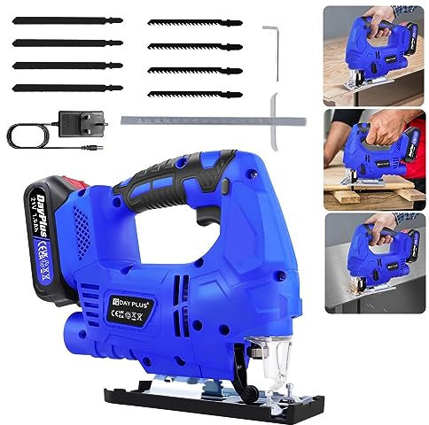800W 3000rpm Jig Saw Toll with Blade Laser Guide Max -45° to 45° Bevel Cutting Angle 4 Position Orbital Action 4 Stage Pendulum for Wood PVC Metal Cutting