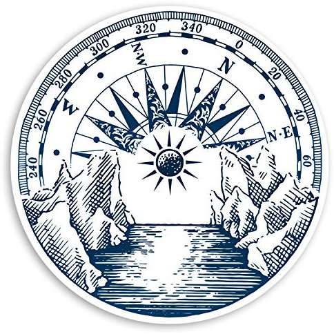 2 x 10cm Vintage Compass Vinyl Stickers - Walking Ocean Wild Camping Hiking Mountaineering Laptop Sticker #31495 (10cm Wide)