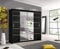 Oslo Modern Mirror sliding door wardrobe with LED Light Width 150cm/180cm/203cm (Black, 203cm)