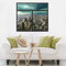 Wandtattoo New York 120x120cm Fenster Schwarz Skyline New York im Gewitter