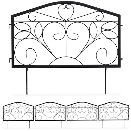 Relaxdays 12 TLG. Beetzaun, Beetumrandung für Garten, Steckzaun Eisen, antik, Ornamente, Zierzaun HxB: 33 x 675 cm, schwarz