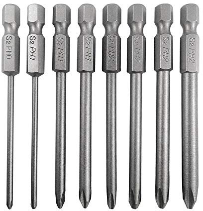 Mesee 8Pcs Long Cross Head Screwdriver Bits with 1/4 Inch Hex Shank, Magnetic Phillips Screwdriver Bit Set Phillips Driver Drill Bit Repair Accessory Tool, 75mm Length