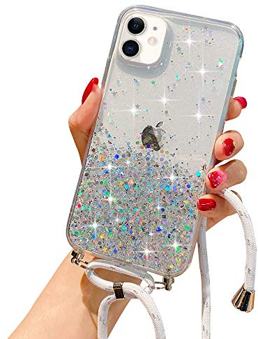 LCHULLE Handykette Handyhülle für iPhone 12/iPhone 12 Pro Hülle mit Kordel Umhängenhülle Necklace Hülle mit Band Schutzhülle Transparent Silikon Case für iPhone 12/iPhone 12 Pro Transparent