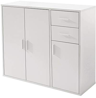 Panana Sideboard Storage Cupboard Cabinet Unit with Doors and Drawers Living Room Bedroom Furniture (White)
