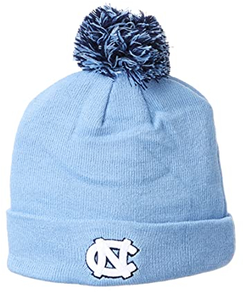 Zephyr NCAA North Carolina Tar Heels Mens Pom Beanie Team Color, North Carolina Tar Heels Light Blue, One Size