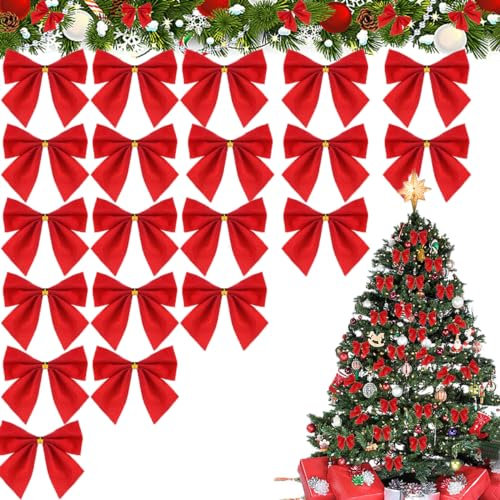 Dream HorseX Dekoschleife Schleifenband, Weihnachten Schleifen Weihnachtsbaum Schleifen, Rote Weihnachtsschleife, Dekorationen, Geschenke, Kunst, 10 * 10CM, 20 Stück…