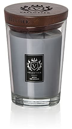 Vellutier Duftkerze After the Storm, Kerze im Glas, Spezialrezeptur aus Samtigen Wachs, Verpackt in Hochwertigem Glas mit einem Holzdeckel, Zitronenblüte- und Kaschmir-Aroma, 16 x 11 cm, Groß, 515g